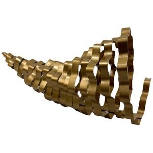 Gold Metal Cornucopia Ribbon Sculpture‎ Modern Thanksgiving Centerpiece 16.5"